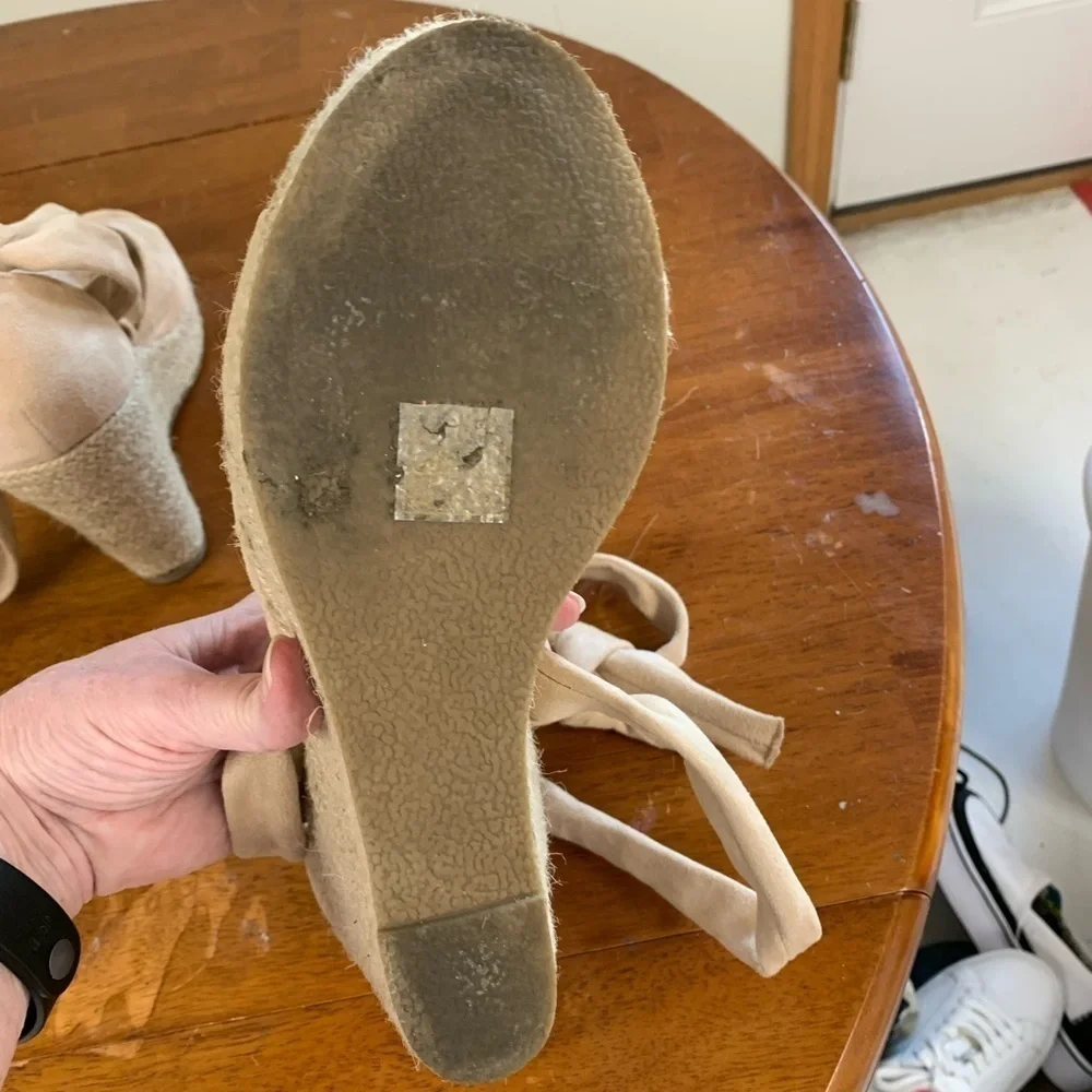 Allegra platform heel espadrilles ballet tie laceup peep toe size10